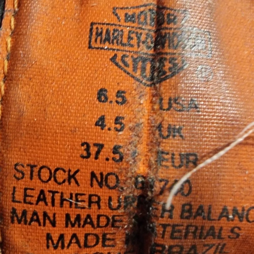 Authentic Harley Davidson Black Zip U Leather Flame Boots with Chunky Heel - 6.5 - Picture 7 of 8